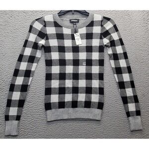 Express Sweater Women 2XS Multicolor Check Knit Raglan Sleeve Crew Neck Pullover